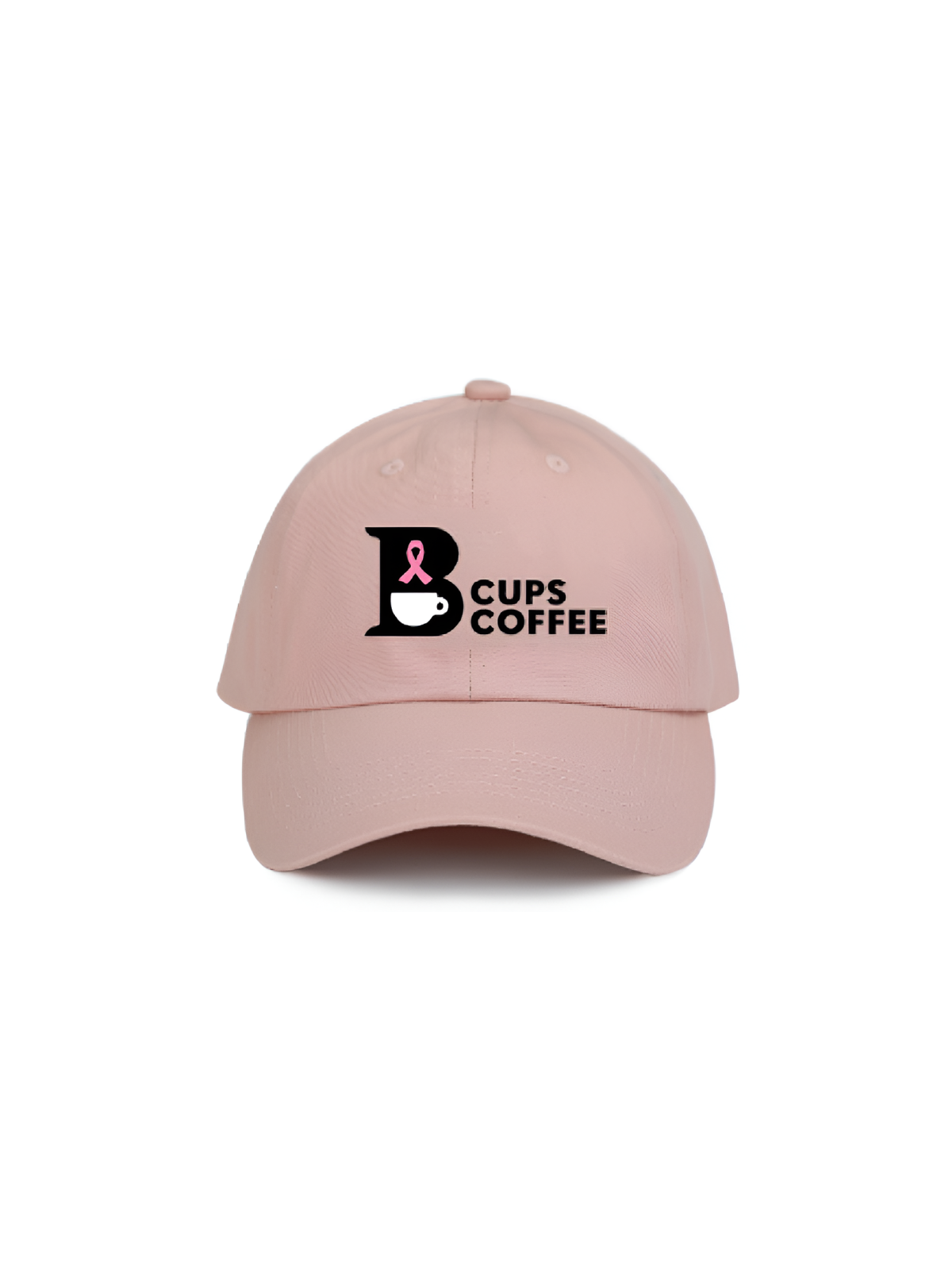 Front view of pink B-Cups Coffee logo hat with proceeds going to breast cancer awareness