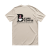 Back view of pink logo B-Cups Coffee t-shirt with proceeds of sales going towards breast cancer awareness through the Susan G. Komen foundation